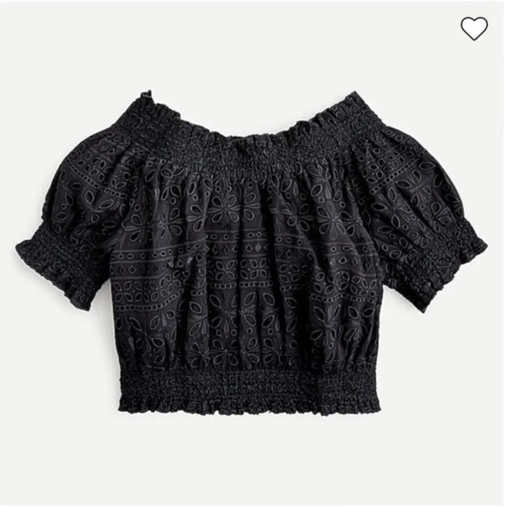 J Crew Puff Sleeve Smocked Top Eyelet